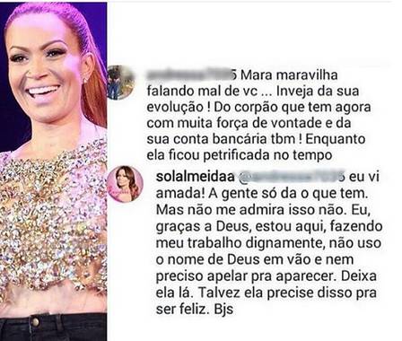 Resposta dada pela vocalista do grupo Gaviões do Forró a uma fã (Foto: Reprodução)